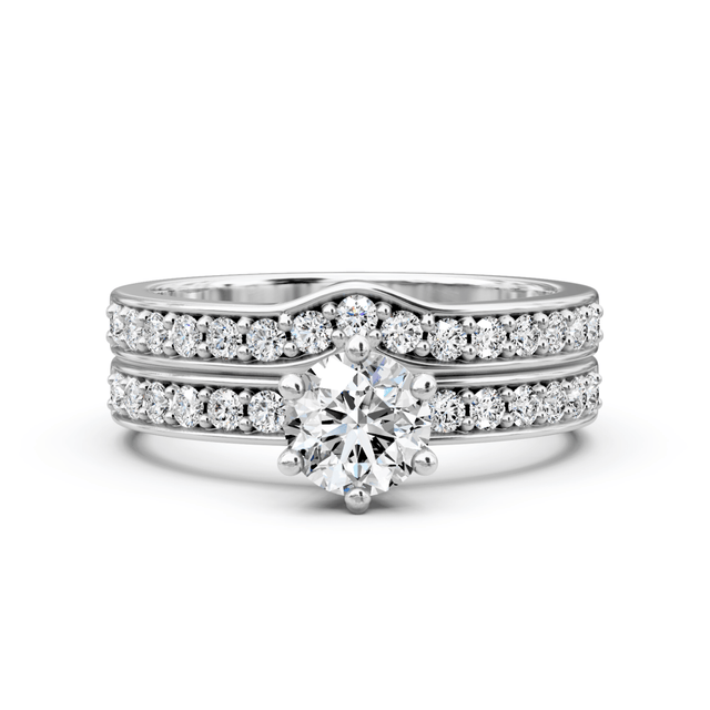 0.95-2.10 CT Round Cut Natural Diamonds - Bridal Set