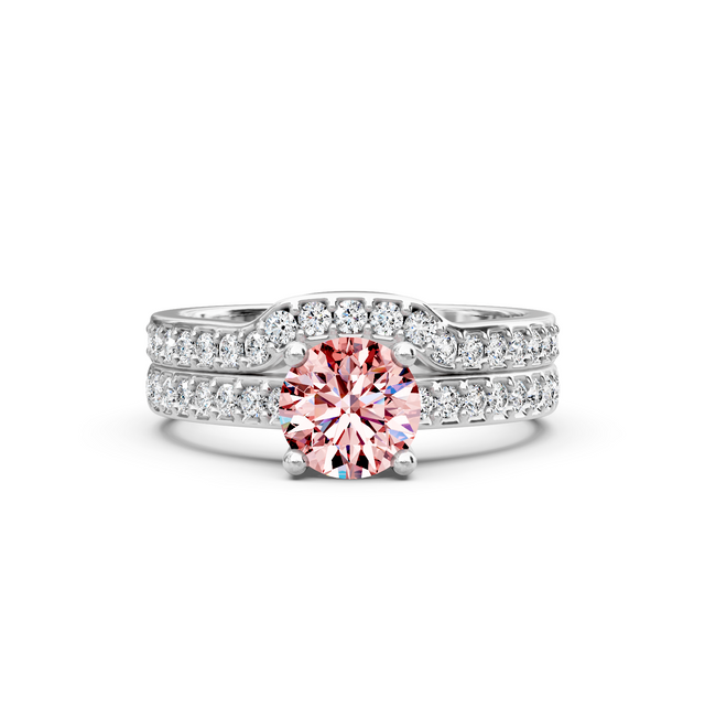 1.50-4.50 CT Round Cut Fancy Pink Diamonds - Bridal Set