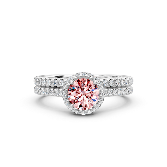 1.50-4.50 CT Round Cut Fancy Pink Diamonds - Bridal Set