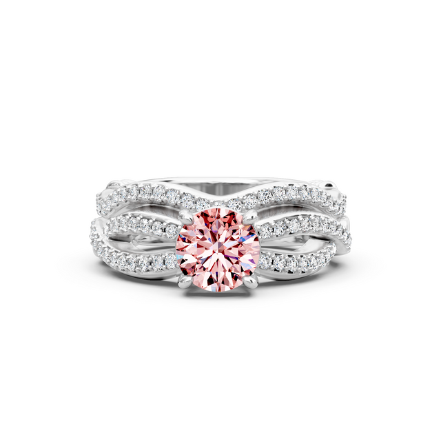 1.35-4.35 CT Round Cut Fancy Pink Diamonds - Bridal Set