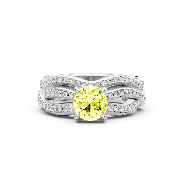 1.35-4.35 CT Round Cut Fancy Yellow Diamonds - Bridal Set