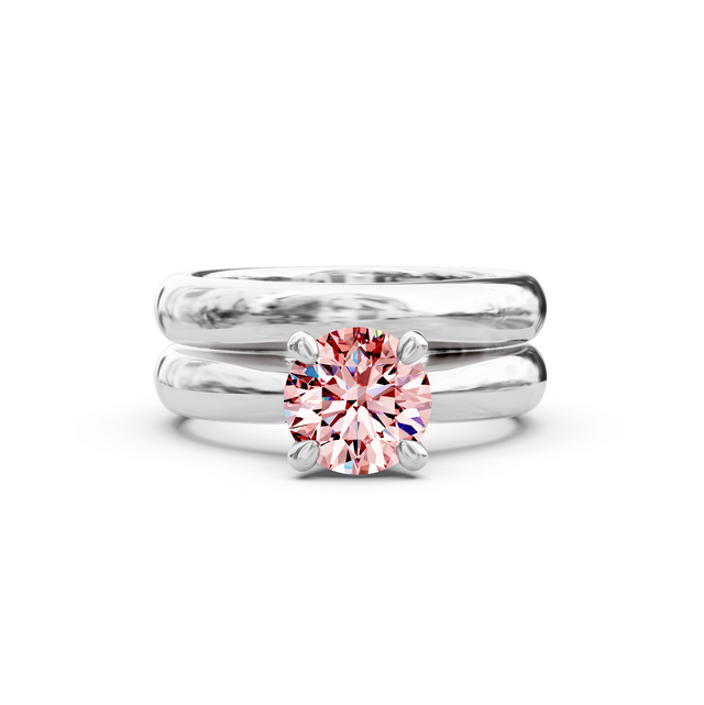 1.10-4.10 CT Round Cut Fancy Pink Diamonds - Bridal Set