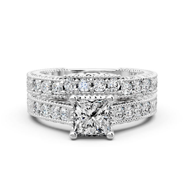 1.15-6.65 CT Princess & Round Cut Lab Grown Diamonds - Bridal Set
