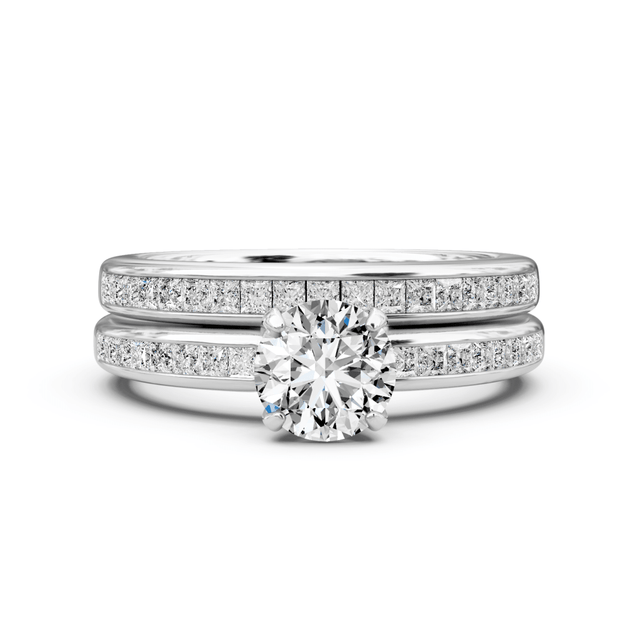 1.20-2.35 CT Princess & Round Cut Natural Diamonds - Bridal Set