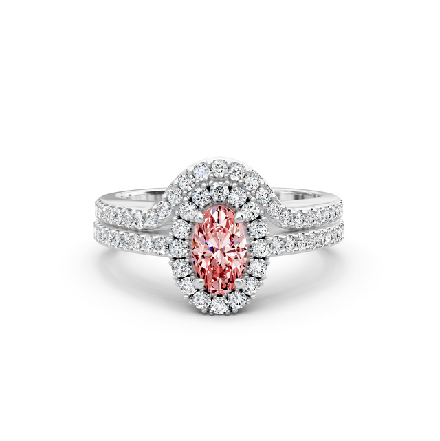 1.75-4.75 CT Oval & Round Cut Fancy Pink Diamonds - Bridal Set