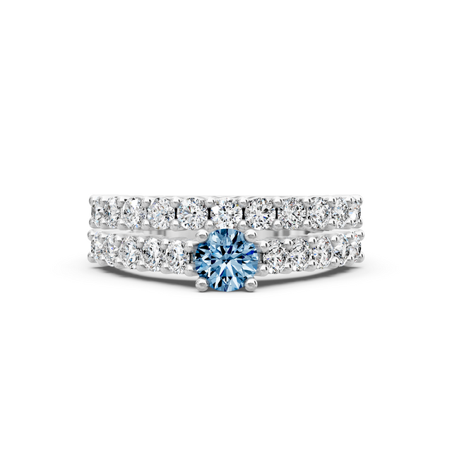 1.75-4.75 CT Round Cut Fancy Blue Diamonds - Bridal Set
