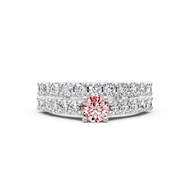1.75-4.75 CT Round Cut Fancy Pink Diamonds - Bridal Set