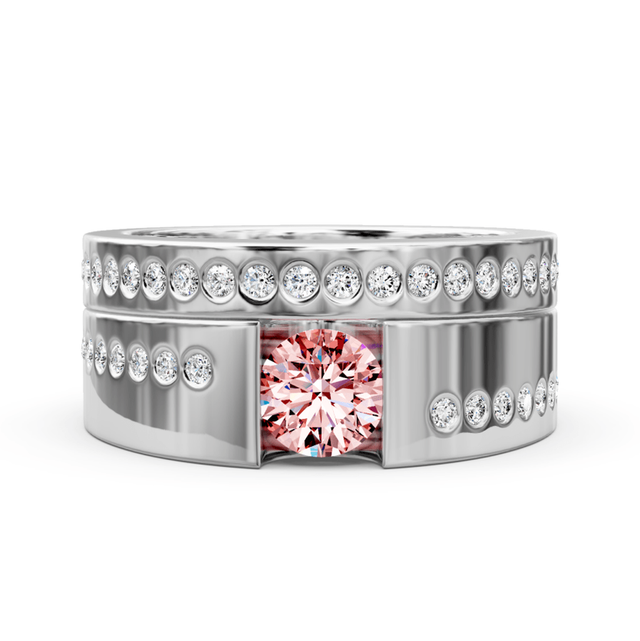 1.45-4.45 CT Round Cut Fancy Pink Diamonds - Bridal Set