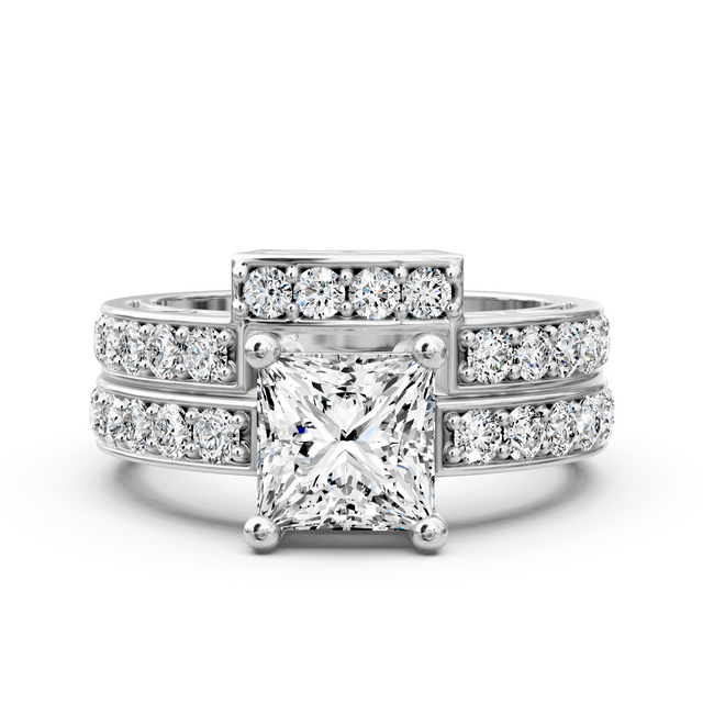 1.60-7.10 CT Princess & Round Cut Lab Grown Diamonds - Bridal Set