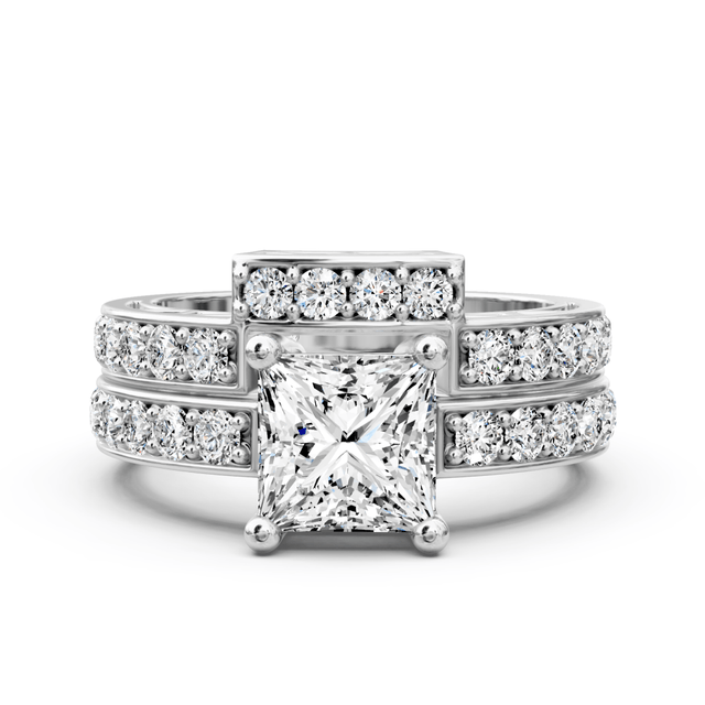 1.45-2.60 CT Princess & Round Cut Natural Diamonds - Bridal Set