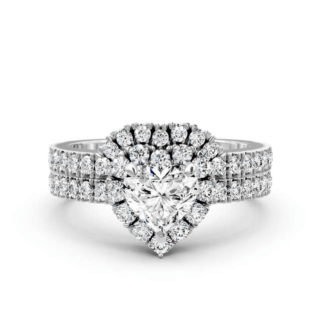 1.15-6.65 CT Heart & Round Cut Lab Grown Diamonds - Bridal Set