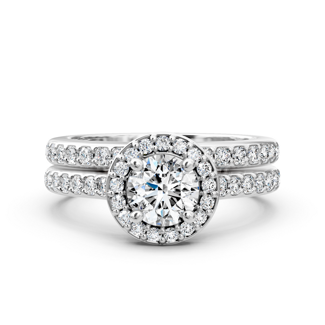 0.95-6.45 CT Round Cut Lab Grown Diamonds - Bridal Set