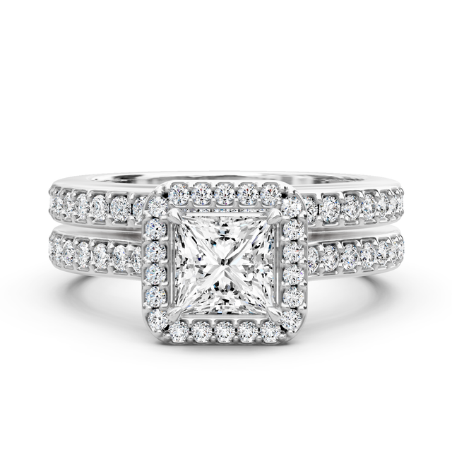 1.00-6.50 CT Princess & Round Cut Lab Grown Diamonds - Bridal Set