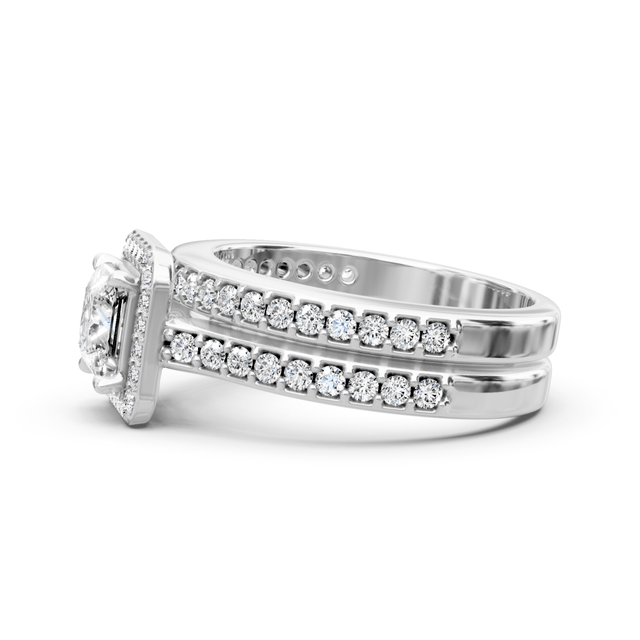 1.05-2.20 CT Princess & Round Cut Natural Diamonds - Bridal Set