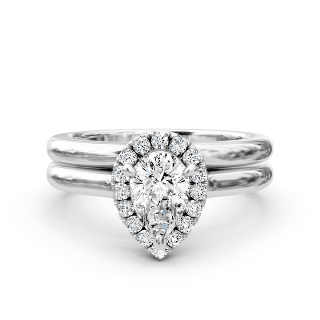 0.55-1.70 CT Pear & Round Cut Natural Diamonds - Bridal Set