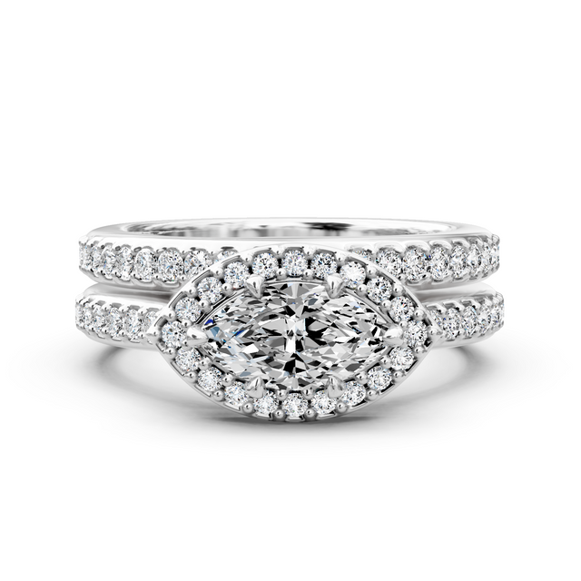 1.05-6.55 CT Marquise & Round Cut Lab Grown Diamonds - Bridal Set