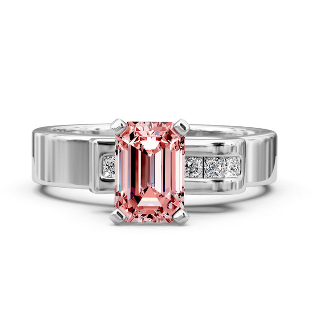1.10-4.10 CT Emerald & Princess Cut Fancy Pink Diamonds - Engagement Ring