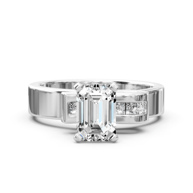 0.45-1.60 CT Emerald & Princess Cut Natural Diamonds - Engagement Ring