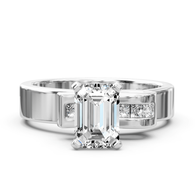 0.45-1.60 CT Emerald & Princess Cut Natural Diamonds - Engagement Ring