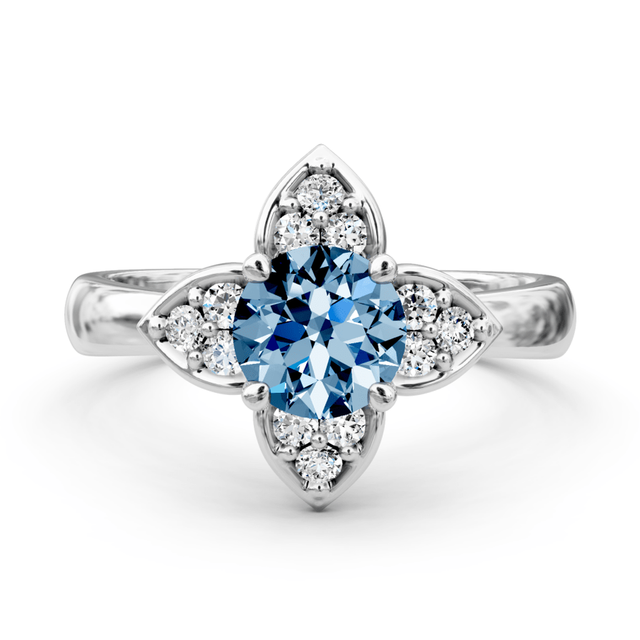 1.20-4.20 CT Round Cut Fancy Blue Diamonds - Engagement Ring