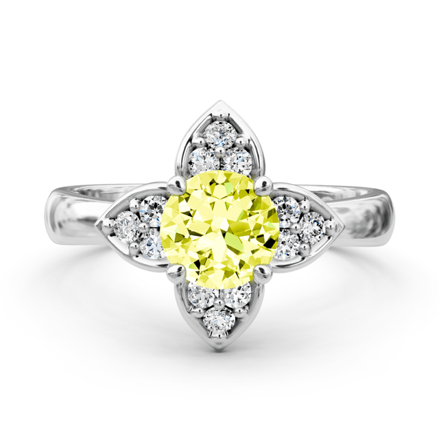 1.20-4.20 CT Round Cut Fancy Yellow Diamonds - Engagement Ring