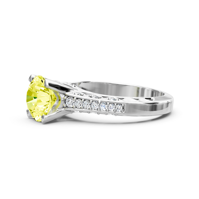 1.25-4.25 CT Round Cut Fancy Yellow Diamonds - Engagement Ring