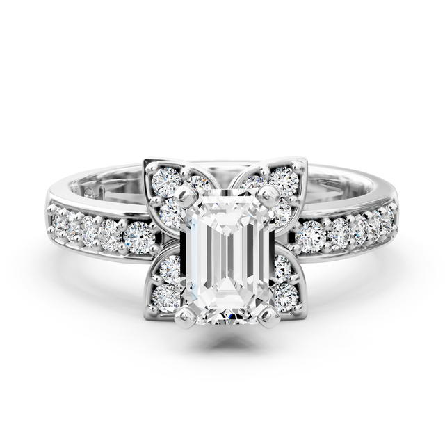 0.90-6.40 CT Emerald & Round Cut Lab Grown Diamonds - Engagement Ring
