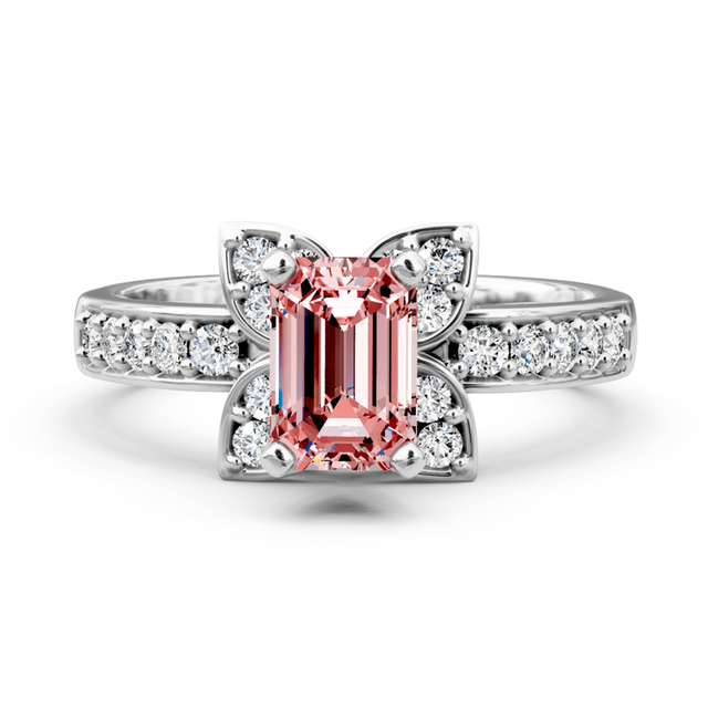 1.40-4.40 CT Emerald & Round Cut Fancy Pink Diamonds - Engagement Ring