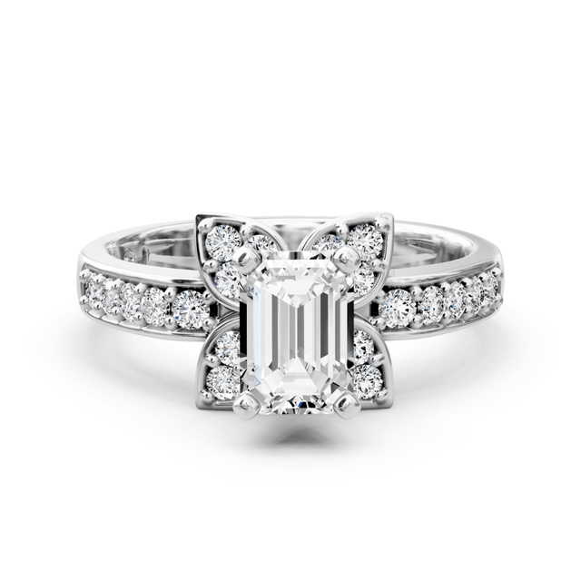 0.75-1.90 CT Emerald & Round Cut Natural Diamonds - Engagement Ring