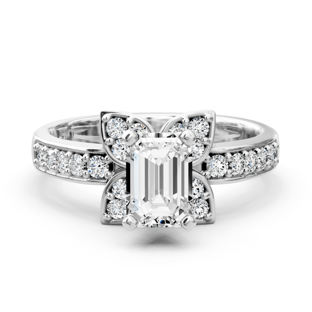 0.75-1.90 CT Emerald & Round Cut Natural Diamonds - Engagement Ring