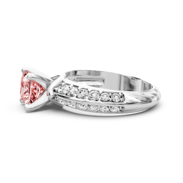 1.65-4.65 CT Princess & Round Cut Fancy Pink Diamonds - Engagement Ring
