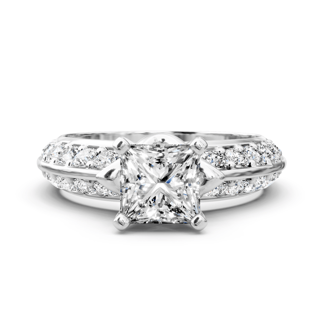 1.00-2.15 CT Princess & Round Cut Natural Diamonds - Engagement Ring