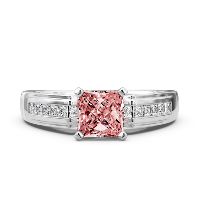 1.45-4.45 CT Princess & Round Cut Fancy Pink Diamonds - Engagement Ring