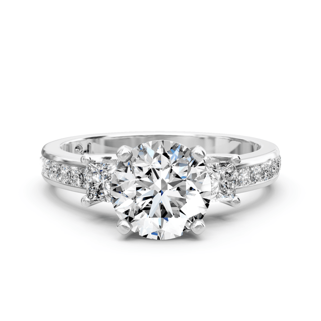 1.10-2.25 CT Princess & Round Cut Natural Diamonds - Engagement Ring