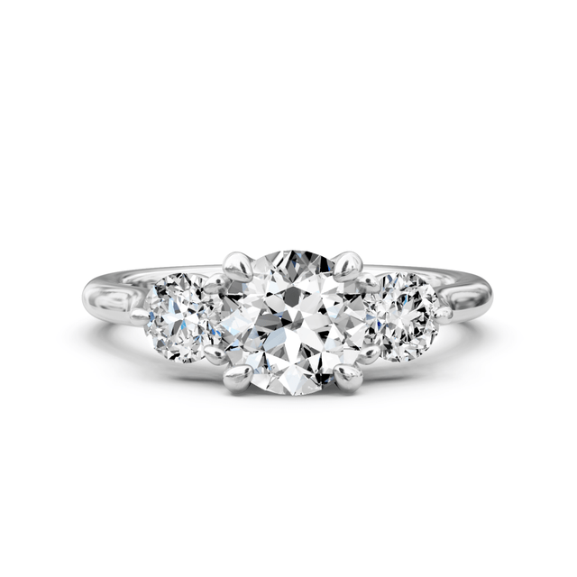 1.55 CT Round Cut Natural Diamonds - Three Stone Rings