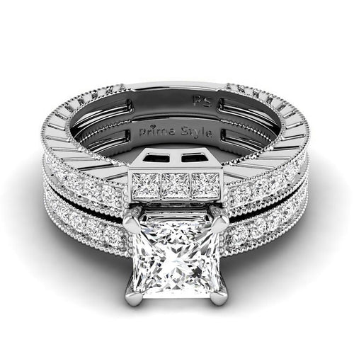 1.25 - 6.75 CT Princess & Round Cut Diamonds - Bridal Set - Primestyle.com