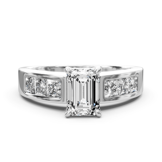1.15-2.30 CT Emerald & Princess Cut Natural Diamonds - Engagement Ring