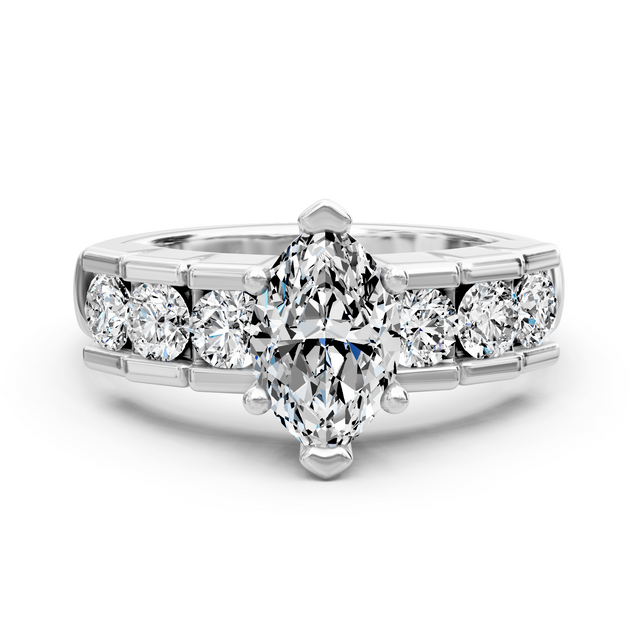 1.35-6.85 CT Marquise & Round Cut Lab Grown Diamonds - Engagement Ring