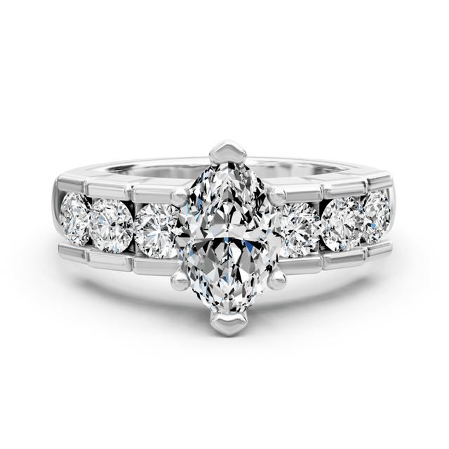 1.20-2.35 CT Marquise & Round Cut Natural Diamonds - Engagement Ring