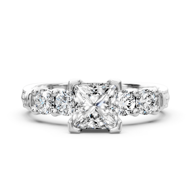 1.05-6.55 CT Princess & Round Cut Lab Grown Diamonds - Engagement Ring