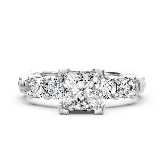 0.90-2.05 CT Princess & Round Cut Natural Diamonds - Engagement Ring