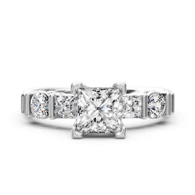 1.20-6.70 CT Princess & Round Cut Lab Grown Diamonds - Engagement Ring