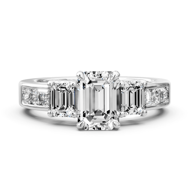 1.55-2.70 CT Emerald & Princess Cut Natural Diamonds - Engagement Ring