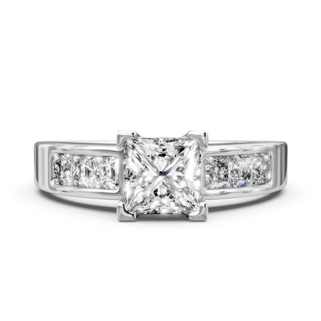 1.15-2.30 CT Princess Cut Natural Diamonds - Engagement Ring