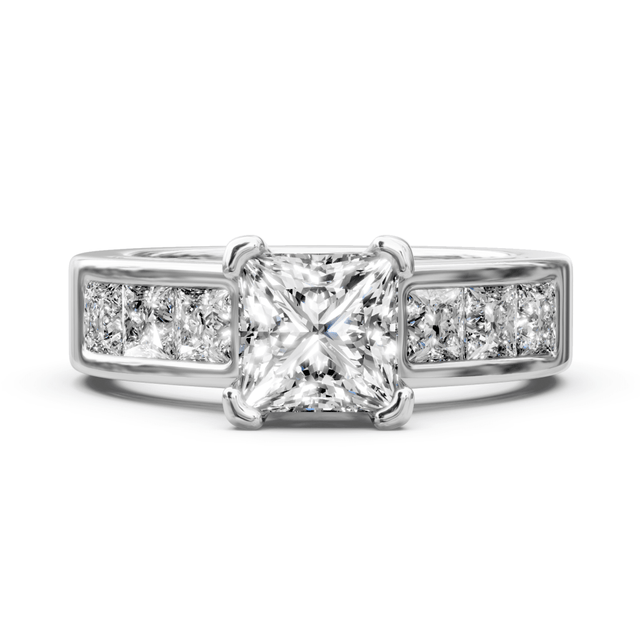 1.40-2.55 CT Princess Cut Natural Diamonds - Engagement Ring