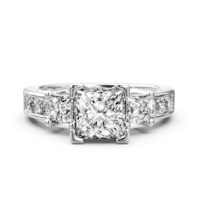 1.20-2.35 CT Princess Cut Natural Diamonds - Engagement Ring