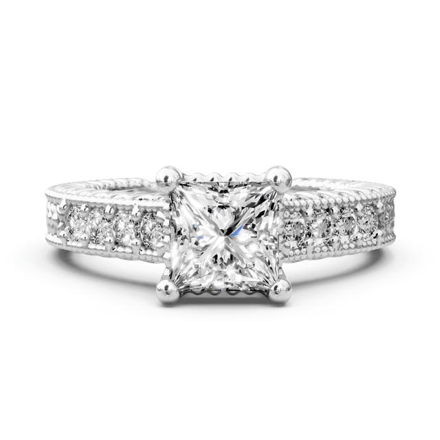 0.65-1.80 CT Princess & Round Cut Natural Diamonds - Engagement Ring