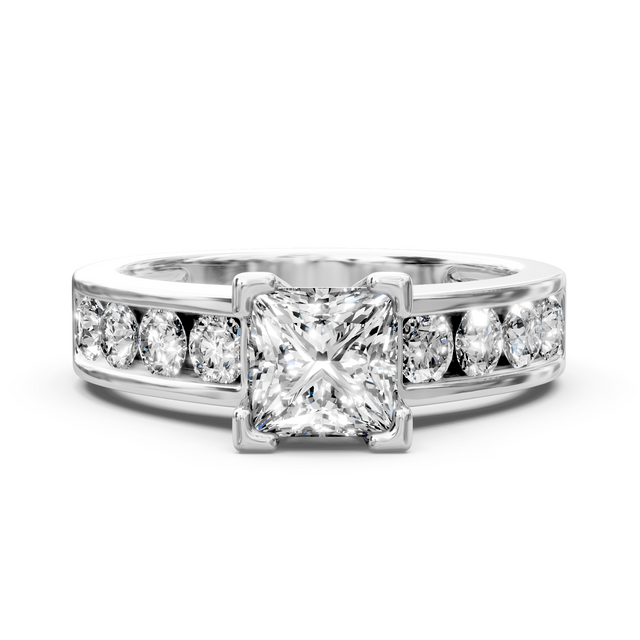 1.30-6.80 CT Princess & Round Cut Lab Grown Diamonds - Engagement Ring