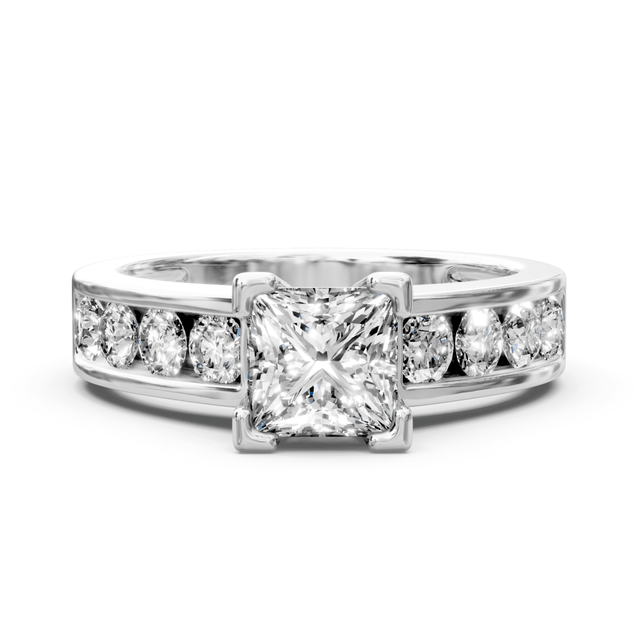 1.15-2.30 CT Princess & Round Cut Natural Diamonds - Engagement Ring