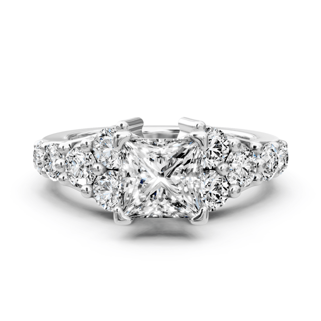 1.75-2.90 CT Princess & Round Cut Natural Diamonds - Engagement Ring